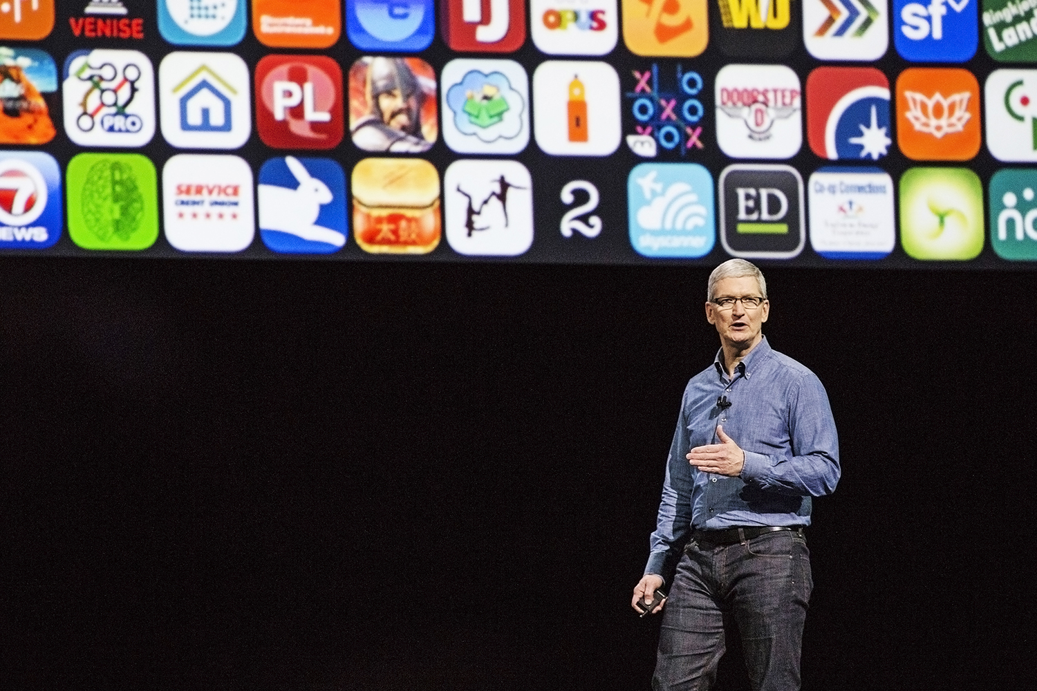 SAN FRANCISCO, CA - JUNE 13: Apple CEO Tim Cook speaks at an Apple event at the Worldwide Developer's Conference on June 13, 2016 in San Francisco, California. Thousands of people have shown up to hear about Apple's latest updates. (Photo by Andrew Burton/Getty Images)