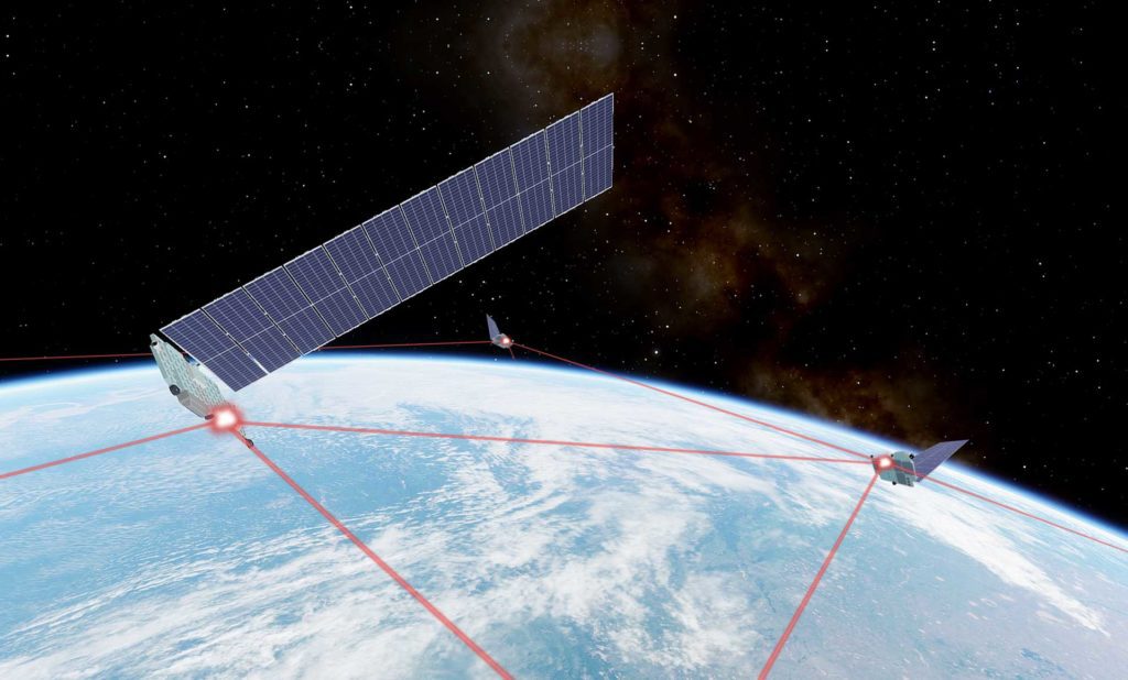 הלוויינים של סטארלינק - יתקשרו זה עם זה ישירות באמצעות לייזר | אילוסטרציה: מגזין אפוק; תמונות מקור: Aleksandr Morrisovich/Shutterstock.com