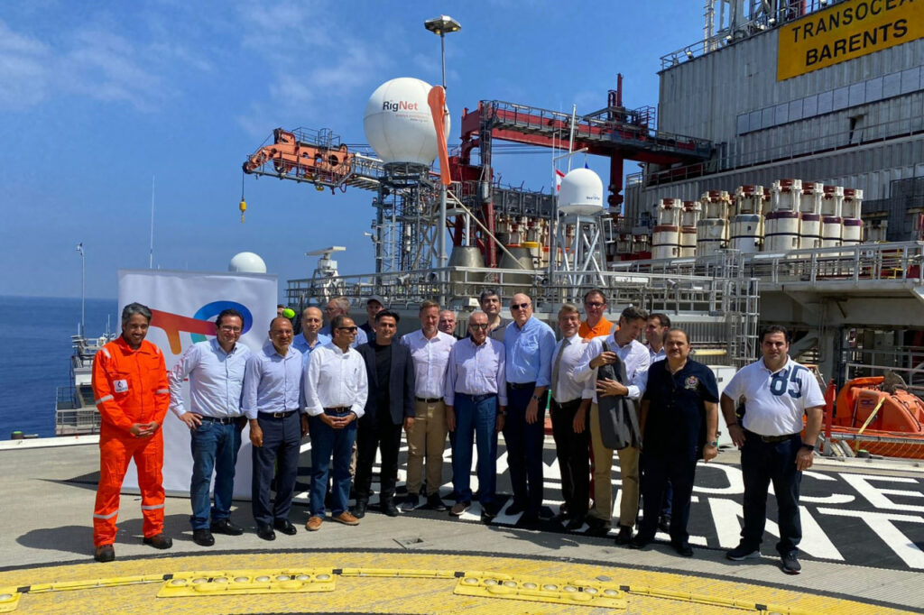 אסדת קידוח של חברת טוטאל הצרפתית שהגיעה למים הטריטוריאליים של לבנון באוגוסט 2023 | צילום: DALATI AND NOHRA/AFP via Getty Images