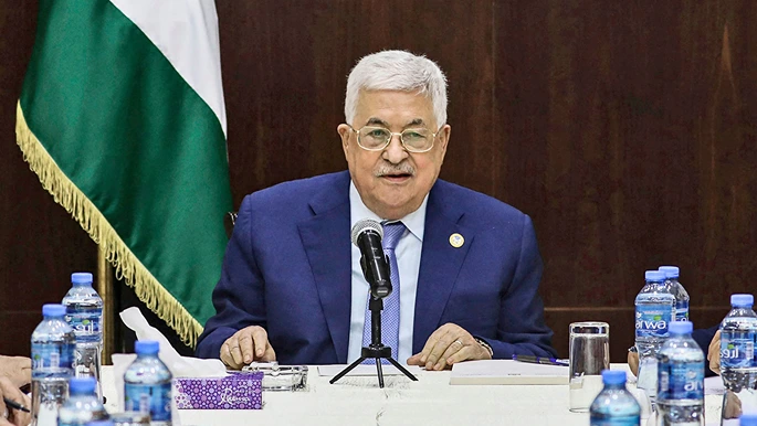 מחמוד עבאס, נשיא הרשות הפלסטינית, בראש ישיבת הוועדה המרכזת
של תנועת הפת"ח,
אוקטובר 2019 | Abbas Momani/AFP via Getty Images