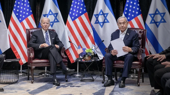 נשיא ארה"ב ג'ו ביידן וראש ממשלת ישראל בנימין נתניהו | צילום:  Miriam Alster/Flash90