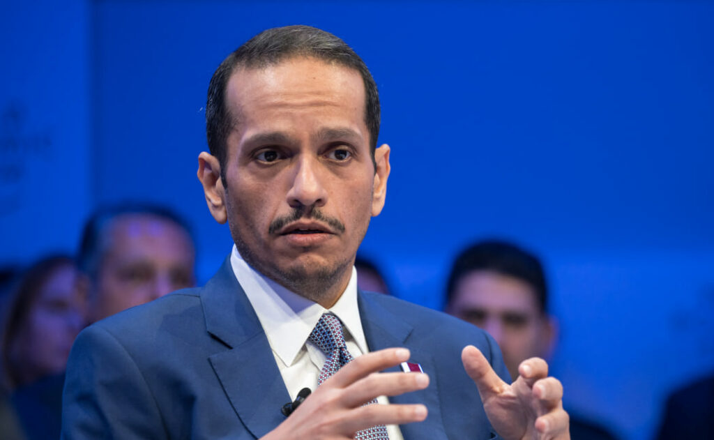 ראש ממשלת קטאר, שיח' מוחמד בן עבד א-רחמן אאל ת'אני, בפורום הכלכלי העולמי בדאבוס, 16 בינואר 2024| צילום: FABRICE COFFRINI/AFP via Getty Images