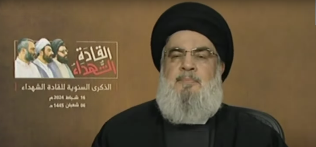 נסראללה בנאומו בשישי | קרדיט: צילום מסך