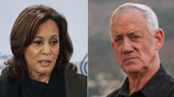 סגנית נשיא ארה"ב קמלה האריס והשר בני גנץ | צילומים: Ayal Margolin/Flash90, Johannes Simon/Getty Images