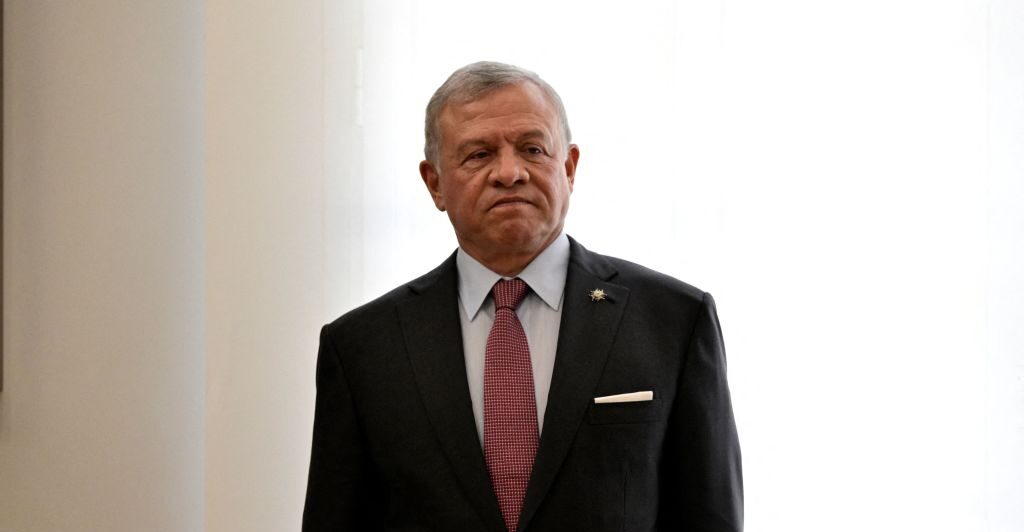 Jordan's King Abdullah II stands during the signing of agreements between Spain and Jordan at La Moncloa palace in Madrid on June 19, 2023. (Photo by JAVIER SORIANO / AFP) (Photo by JAVIER SORIANO/AFP via Getty Images)