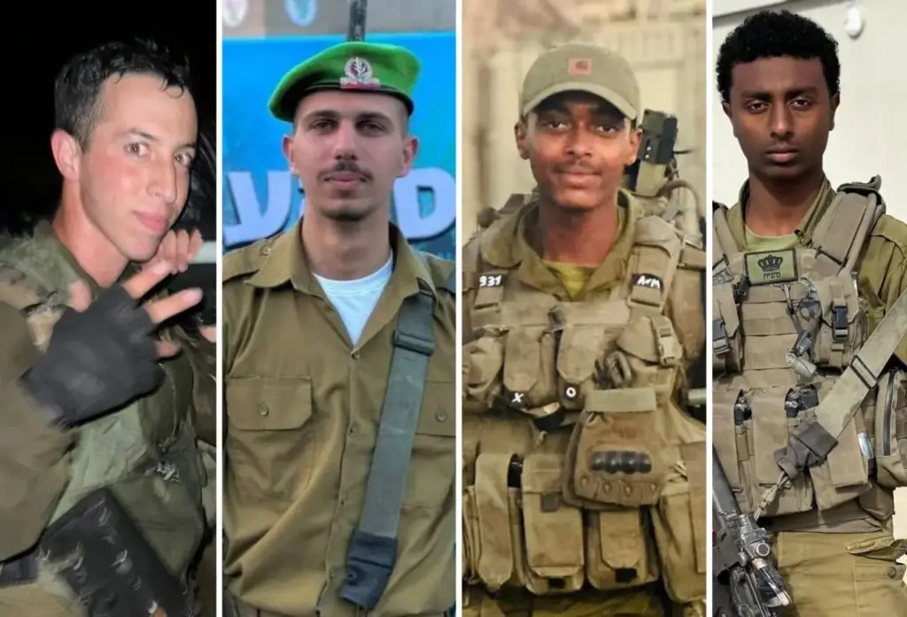 סמל יוסף דסה ז״ל, סמל ארמיאס מקוריאו ז״ל, סמל דניאל לוי ז״ל, סמל איתי לבנה ז״ל | צילום: דובר צה״ל