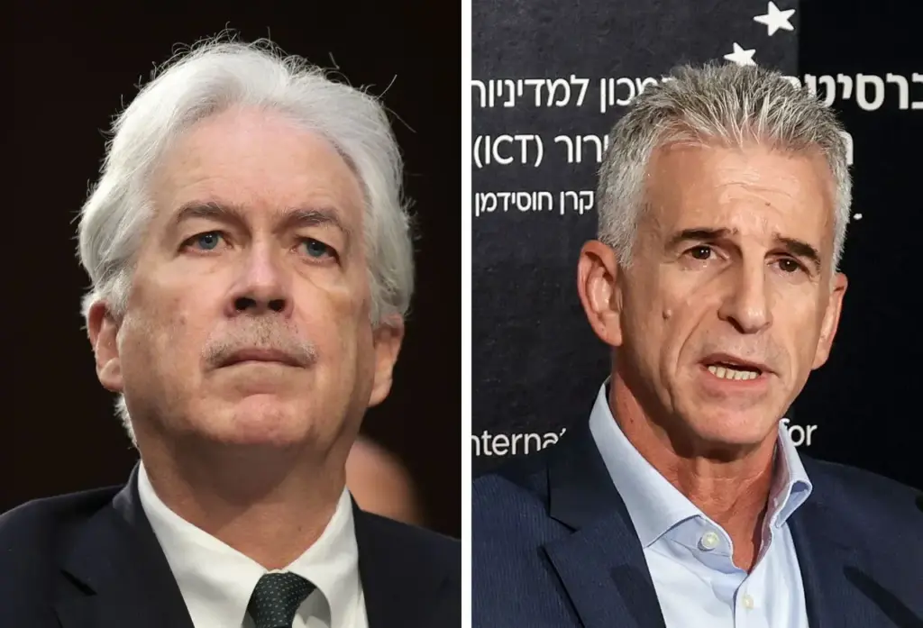 ראש ה-CIA ויליאם ברנס וראש המוסד דוד ברנע | צילום: GIL COHEN-MAGEN/AFP via Getty Images, Kevin Dietsch/Getty Images