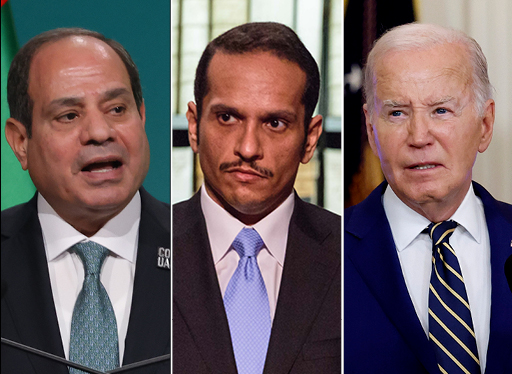 נשיא ארה"ב ג'ו ביידן, ראש ממשלת קטאר מוחמד בן עבד א-רחמן אאל ת'אני ונשיא מצרים עבד אל-פתאח א-סיסי | 
צילומים: Kevin Dietsch/Getty Images, EMMANUEL DUNAND/AFP via Getty Images, Sean Gallup/Getty Images
