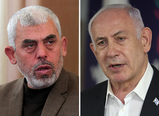 ראש ממשלת ישראל בנימין נתניהו ומנהיג חמאס יחיא סינוואר | צילומים: Jack Guez -Pool/Getty Images, SAID KHATIB/AFP via Getty Images