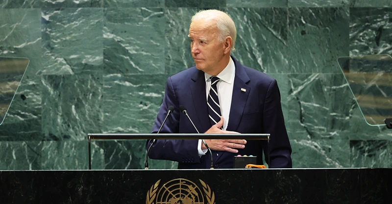 נשיא ארה"ב ג'ו ביידן בנאומו באו"ם, 24 בספטמבר 2024