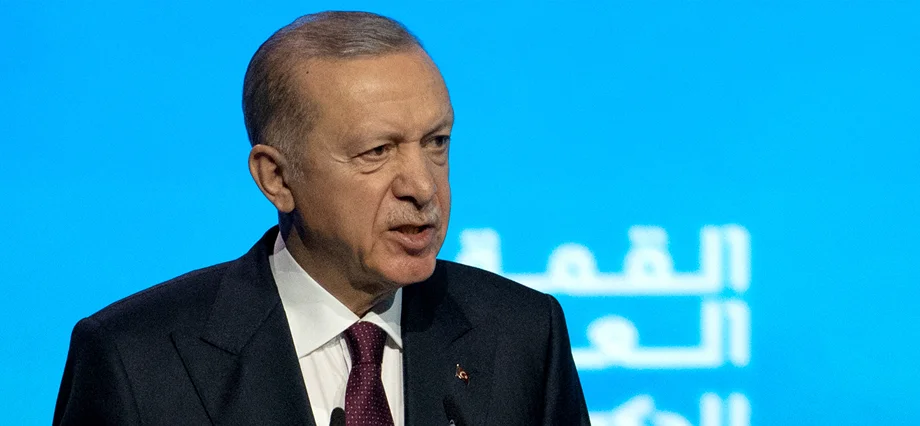 נשיא טורקיה רג'פ טאיפ ארדואן בפסגת הממשלות העולמיות בדובאי ב-13 בפברואר 2024 | צילום: RYAN LIM/AFP via Getty Images