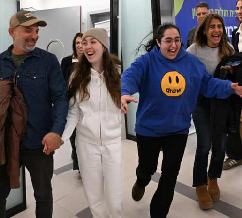 לירי אלבג ונעמה לוי פוגשות את בני משפחתן בביה''ח בלינסון