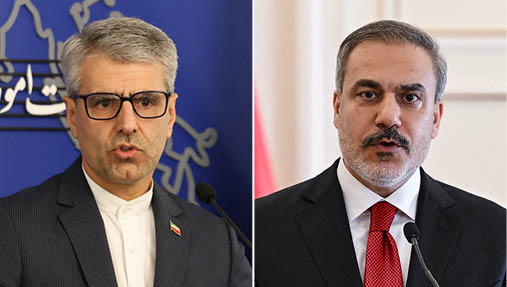 שר החוץ הטורקי הקאן פידאן ודובר משרד החוץ האיראני איסמאעיל בקאי
