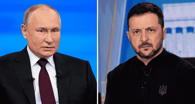 נשיא אוקראינה ולדימיר זלנסקי, נשיא רוסיה ולדימיר פוטין