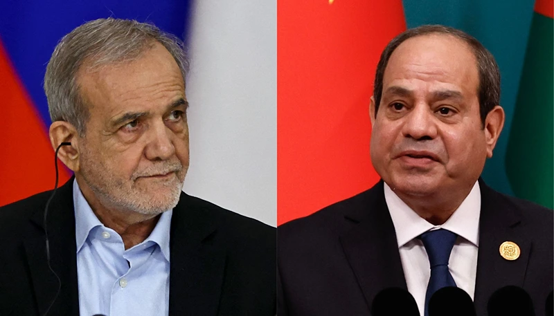 נשיא מצרים עבד אלפאתח א-סיסי; נשיא איראן מסעוד פזשכיאן | צילומים: Tingshu Wang-Pool/Getty Images, EVGENIA NOVOZHENINA/POOL/AFP via Getty Images