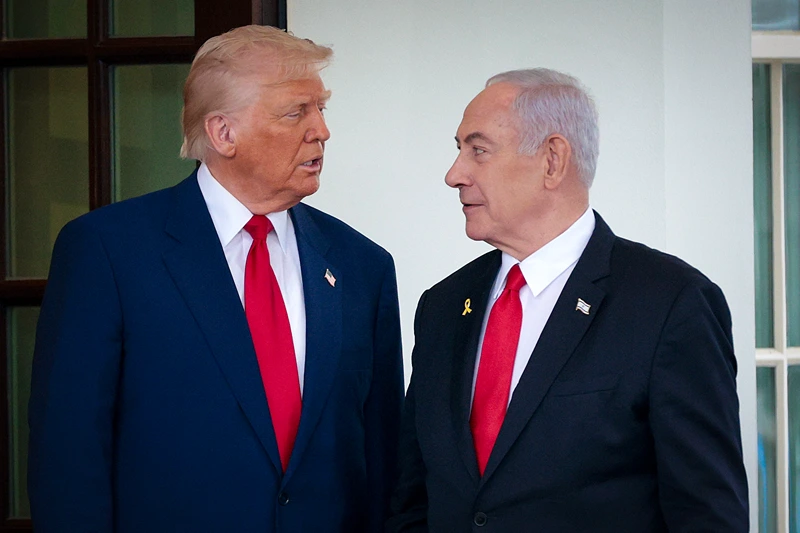 ראש ממשלת ישראל בנימין נתניהו ונשיא ארה"ב דונלד טראמפ, 7 באפריל 2025
