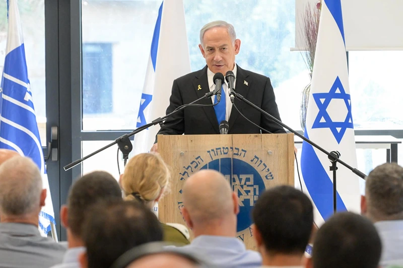 ראש הממשלה בנימין נתניהו נושא דברים במתקן השב״כ בדרום הארץ, 29 ביוני 2025