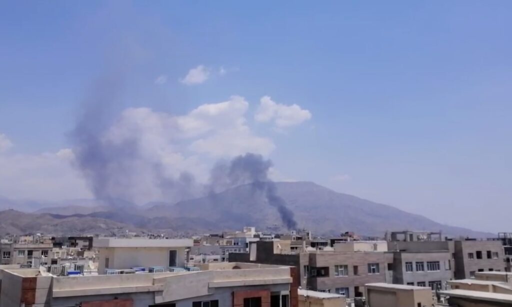 תיעוד מהפיצוץ שאירע ליד בסיס משמרות המהפכה, צפונית לעיר כרג'