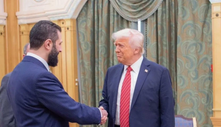 נשיא ארה''ב דולנד טראמפ ונשיא סוריה אחמד א-שרע