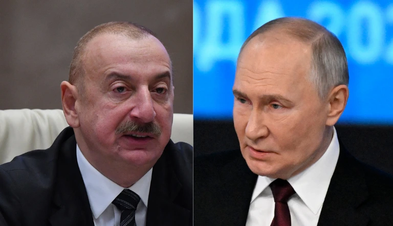 נשיא רוסיה ולדימיר פוטין ונשיא אזרבייג'ן אילהם אלייב