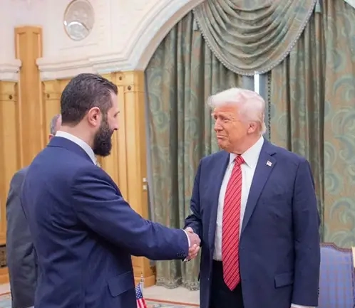 נשיא ארה''ב דונלד טראמפ ונשיא סוריה אחמד א-שרע