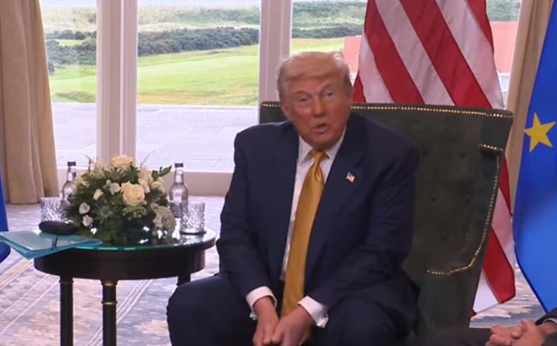 נשיא ארה''ב, דונלד טראמפ, במסיבת העיתונאים, 27 ביולי 2025