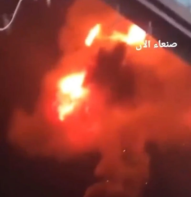 מתוך סרטון שפורסם ברשתות החברתיות ונטען כי הוא תיעוד מהתקיפה הישראלית הבוקר