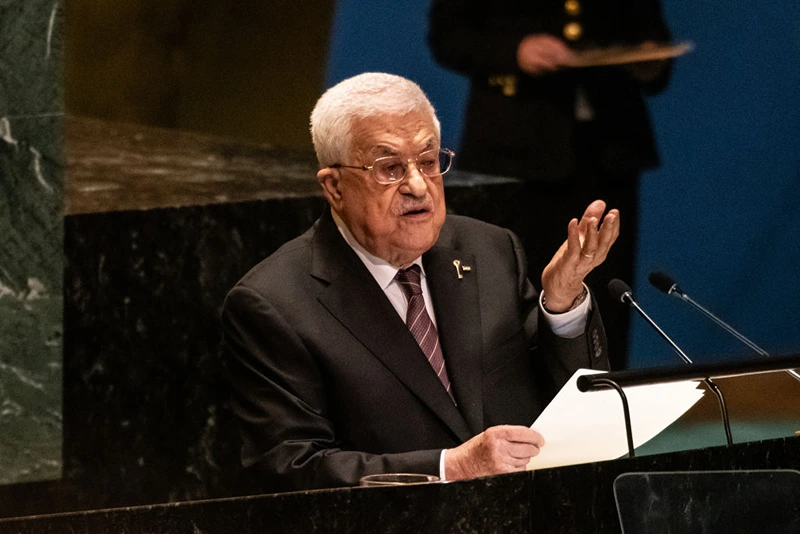 יו"ר הרשות הפלסטינית, מחמוד עבאס, נואם במהלך עצרת האו״ם, 26 בספטמבר 2024
