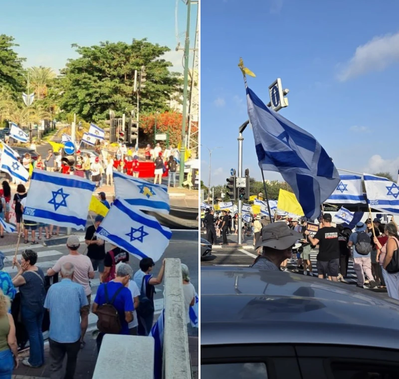 מפגינים בצומת שילת ובנס ציונה