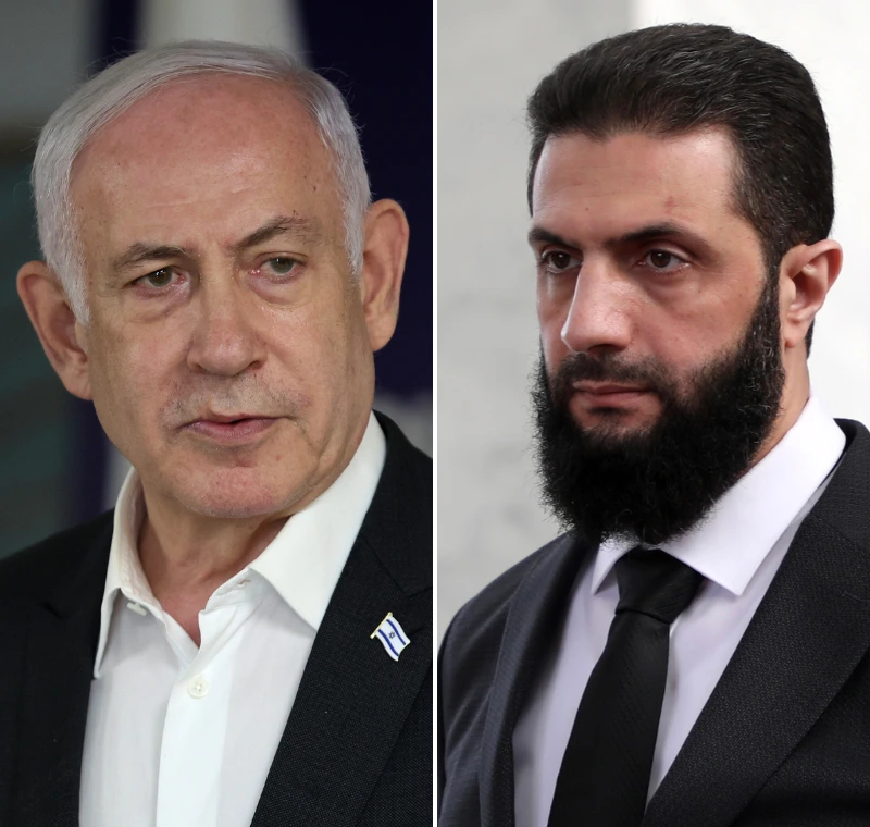 נשיא סוריה, אחמד א-שרע, וראש הממשלה, בנימין נתניהו