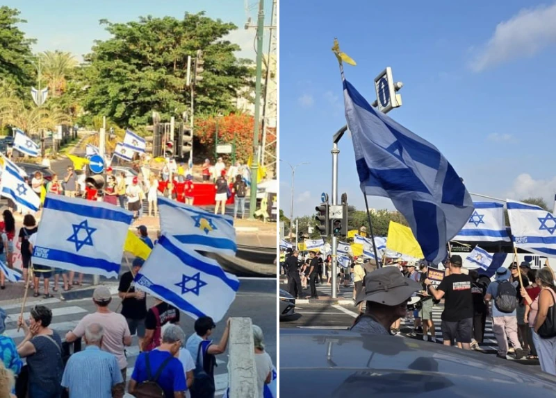 מפגינים בצומת שילת ובנס ציונה