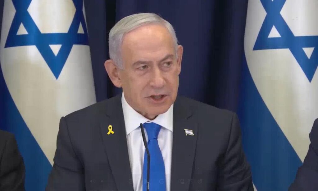 ראש הממשלה, בנימין נתניהו, במהלך ישיבת הממשלה הבוקר