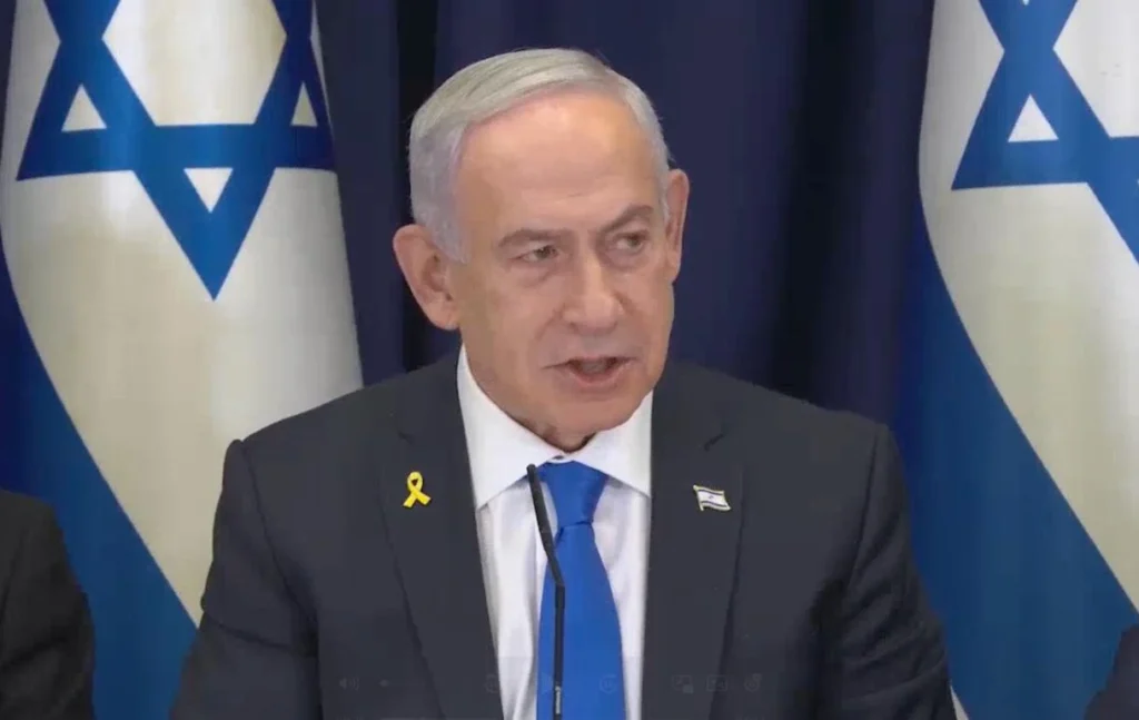 ראש הממשלה, בנימין נתניהו, במהלך ישיבת הממשלה הבוקר