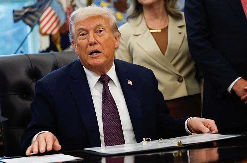 נשיא ארה״ב, דונלד טראמפ, 15 בספטמבר 2025 | צילום: Kevin Dietsch/Getty Images