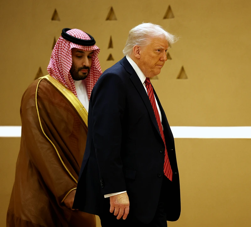 נשיא ארה"ב, דונלד טראמפ, ויורש העצר הסעודי, מוחמד בן סלמאן, 14 במאי 2025