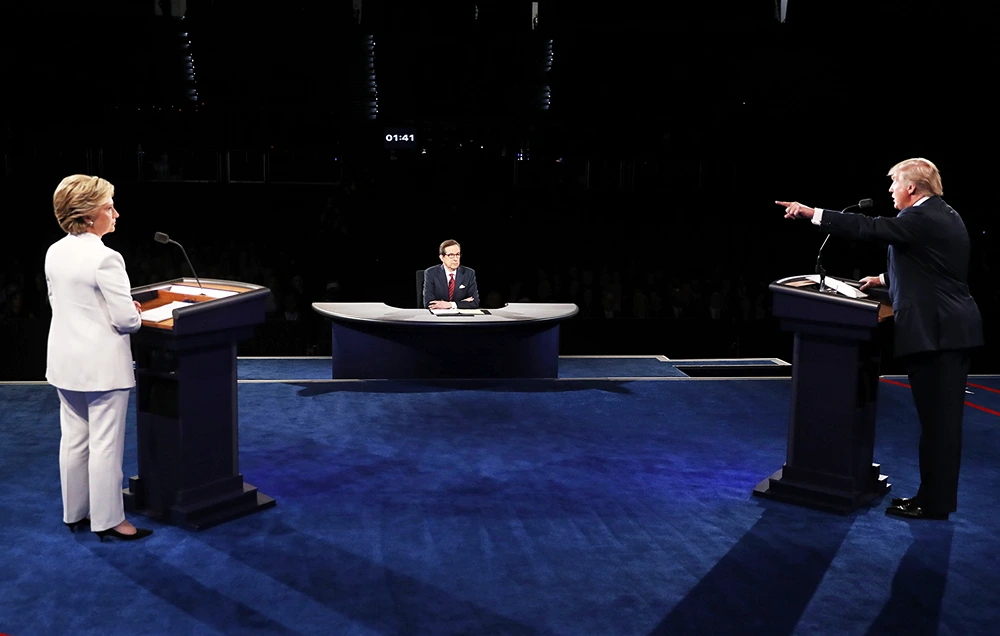 נשיא ארה״ב דונלד טראמפ והילרי קלינטון, 19 באוקטובר 2016