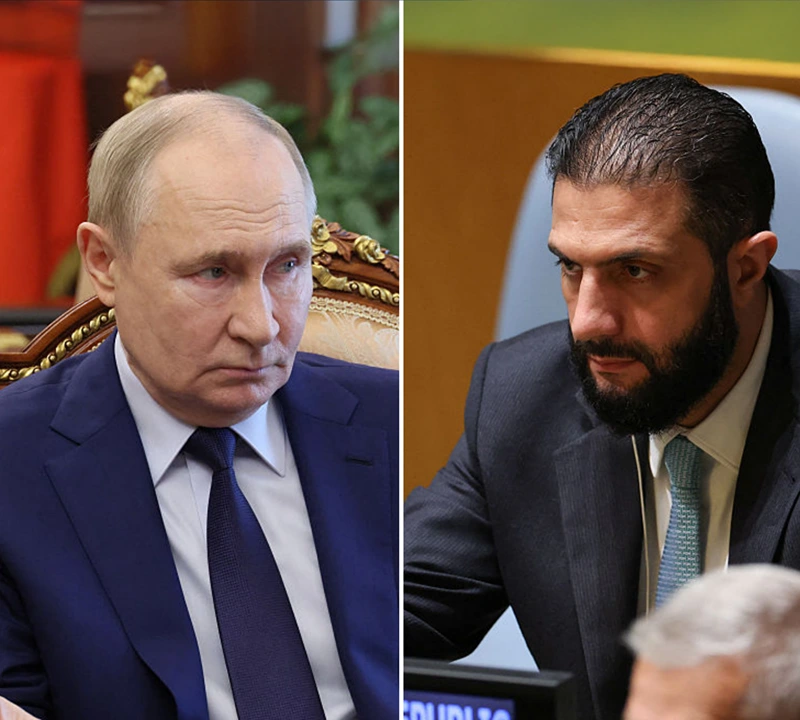 נשיא סוריה, אחמד א-שרע (אלג'ולאני), נשיא רוסיה, ולדימיר פוטין