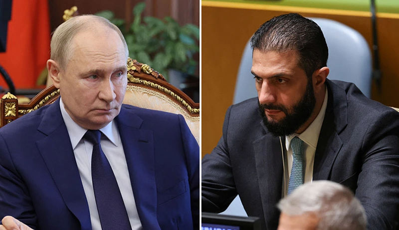 נשיא סוריה, אחמד א-שרע (אלג'ולאני), נשיא רוסיה, ולדימיר פוטין