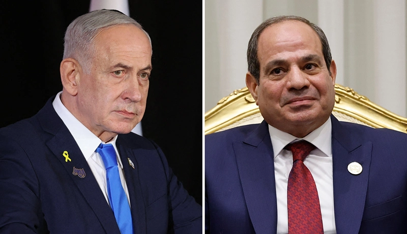נשיא מצרים, עבד אל-פתאח א-סיסי, וראש הממשלה, בנימין נתניהו