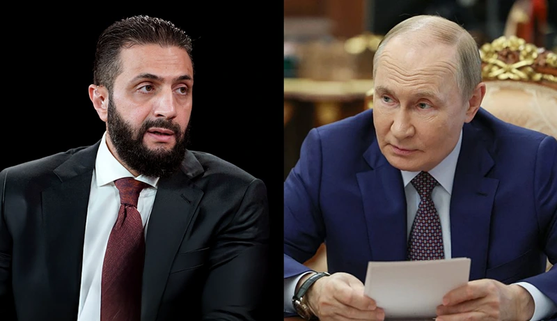 נשיא סוריה, אחמד א-שרע (אלג'ולאני), נשיא רוסיה, ולדימיר פוטין