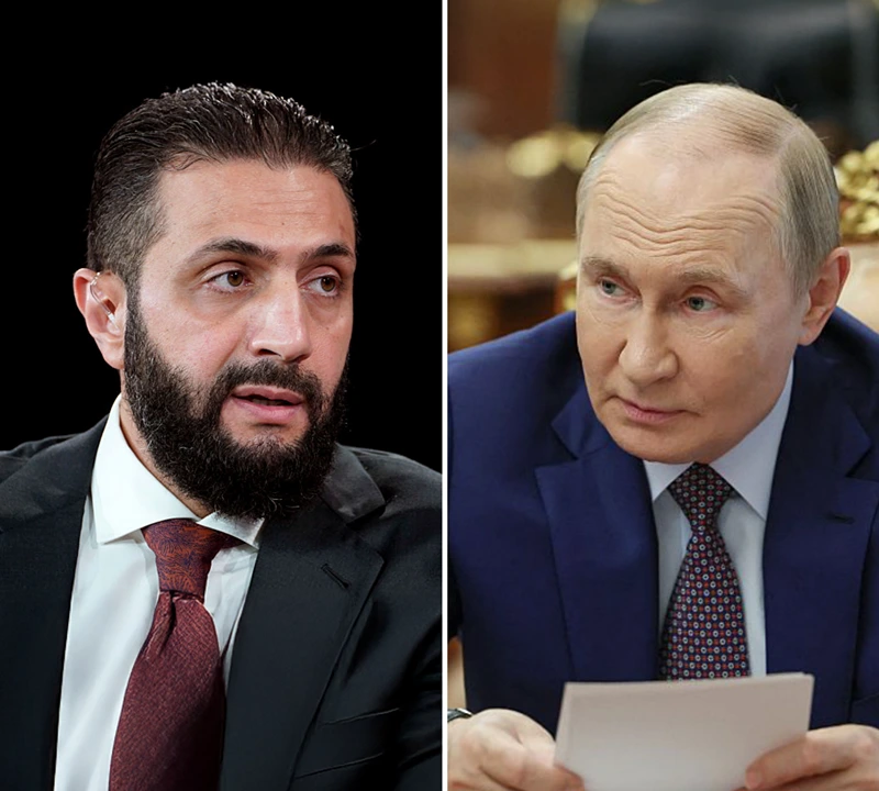 נשיא סוריה, אחמד א-שרע (אלג'ולאני), נשיא רוסיה, ולדימיר פוטין