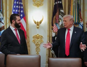 נשיא ארה"ב, דונלד טראמפ, ונשיא סוריה, אחמד א-שרע, 10 בנובמבר 2025