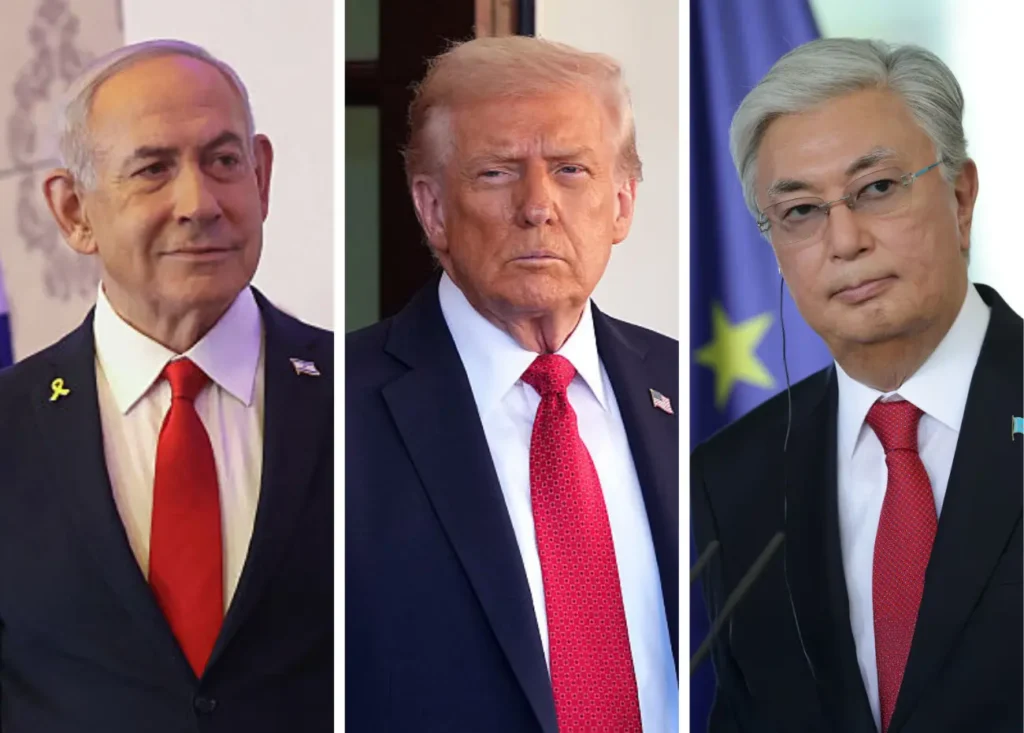 נשיא קזחסטן, קסים-ז'ומארט טוקאייב, נשיא ארה"ב, דונלד טראמפ, וראש ממשלת ישראל, בנימין נתניהו | צילום: