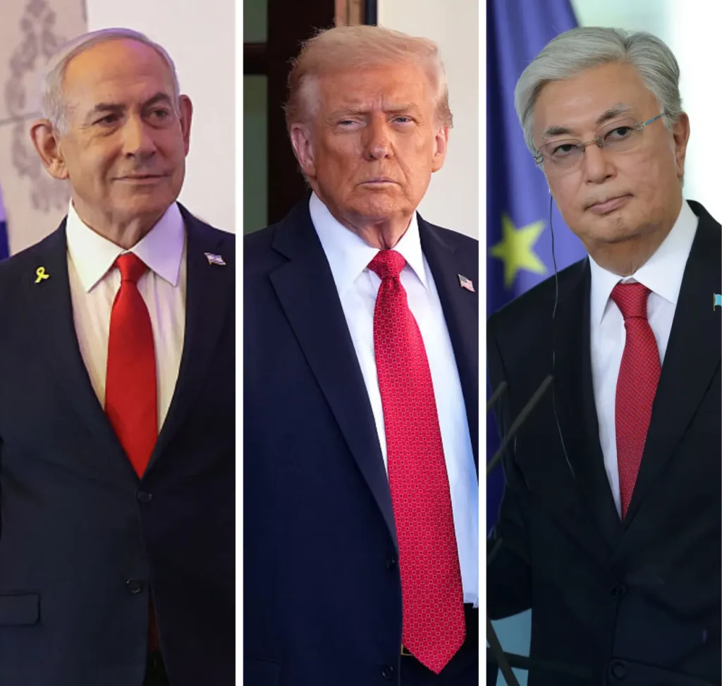 נשיא קזחסטן, קסים-ז'ומארט טוקאייב, נשיא ארה"ב, דונלד טראמפ, וראש ממשלת ישראל, בנימין נתניהו | צילום: