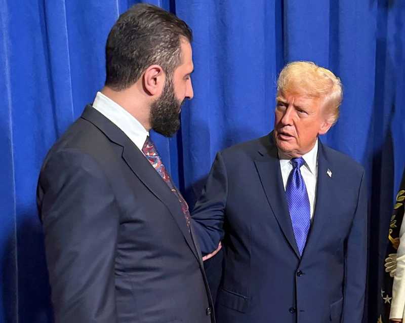 נשיא ארה"ב, דונלד טראמפ, ונשיא סוריה, אחמד א-שרע, 25 בספטמבר 2025