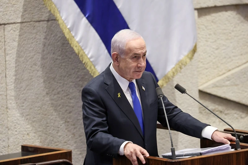 ראש הממשלה, בנימין נתניהו, במהלך נאומו בכנסת היום