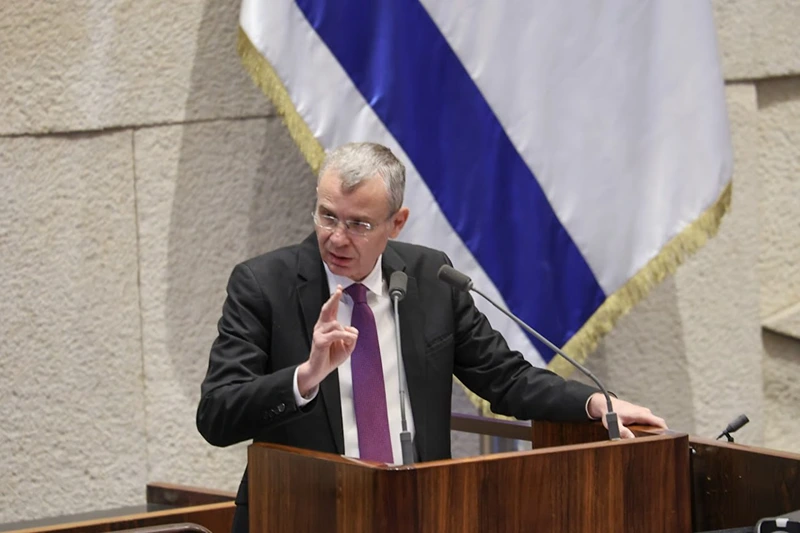 שר המשפטים, יריב לוין, במליאת הכנסת היום