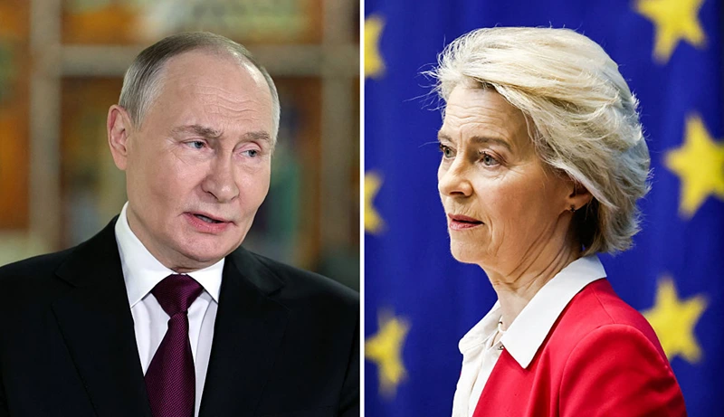 נציבת האיחוד האירופי, אורסולה פון דר ליין, נשיא רוסיה, ולדימיר פוטין