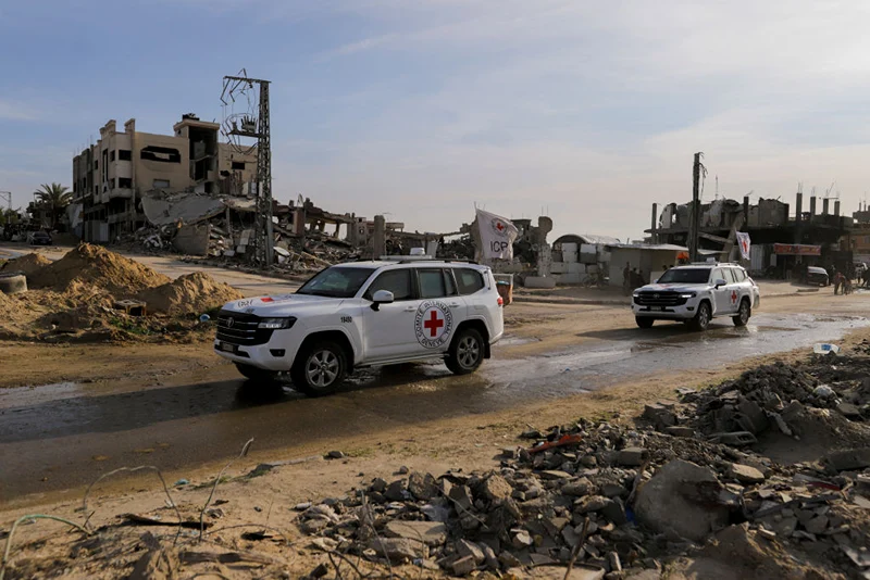 רכבי הצלב האדום ברצועת עזה, 19 בינואר 2025