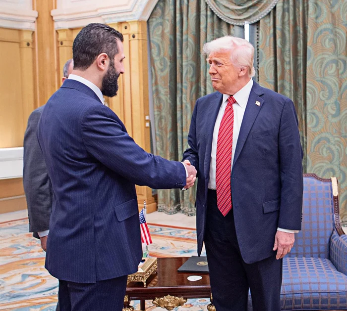 נשיא ארה''ב, דונלד טראמפ, ונשיא סוריה אחמד א-שרע